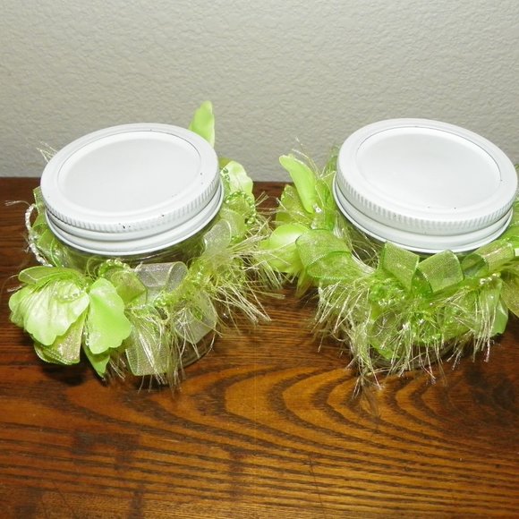 4 Wedding Party Table Decor Favor Green Glass Jar - Picture 4 of 13